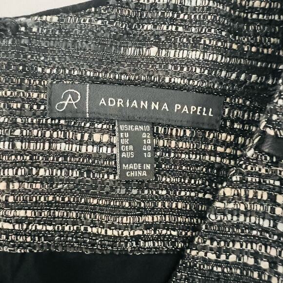 Adrianna Papell Tweed Contrast available Neck Sleeveless Dress Sze 10 Gray Black - Picture 4 of 8